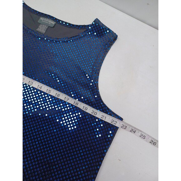 Notations sleeveless top blouse sequined embellished black blue shimmer XL - Picture 7 of 10